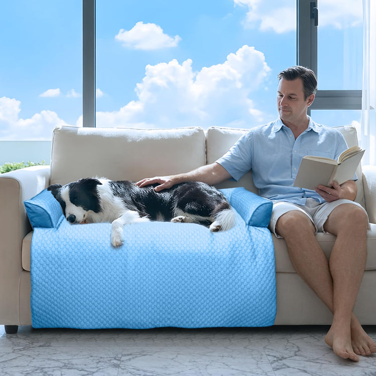 Calming Dog Bed Fluffy Plush Dog Mat for Furniture Protector with Removable Washable Cover for Large Medium Small Dogs and Cats (Small(35x31x5), Light Grey)