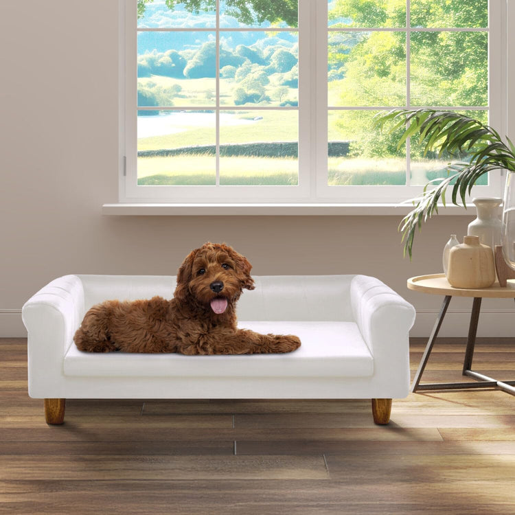 CRITTER SITTERS 33” Faux Suede Ped Bed in Brown, Durable Washable Sofa Couch for Small & Medium Cats & Dogs, Must Have Accessory for Yorkies, Shih Tzus & Frenchies, Kitten & Puppy Essential Furniture