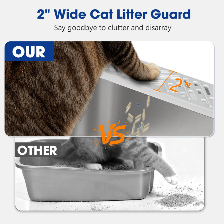 2 Pack XL Stainless Steel Litter Box, Metal Cat Litter Boxes with Lid, High Sided Enclosed Litter Boxes for Big Cat and Multiple Cats, Anti-Urine Leakage | Non-Stick Bottom & Includes Scoop