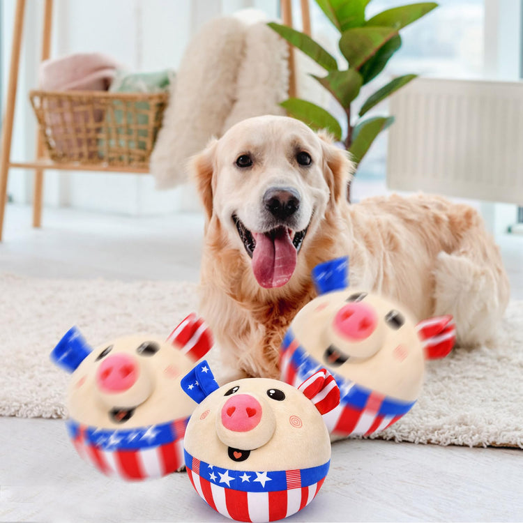BABORUI Interactive Dog Toys Pig, Jumping Squeaky Dog Toys with Recording and Music Modes, Rechargeable Moving Dog Chew Toys for Small/Medium/Large Dogs to Keep Them Busy(Blue Pig)