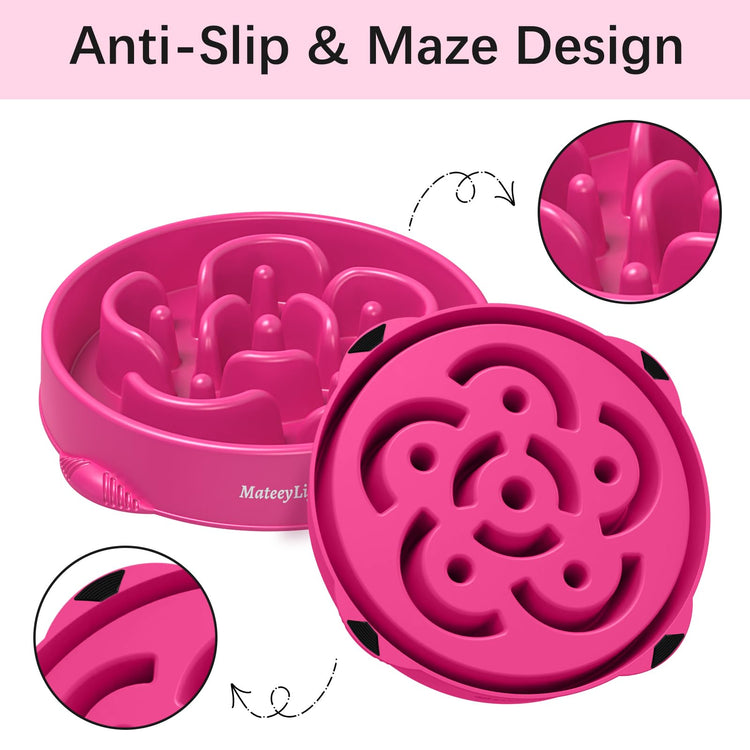 MateeyLife Slow Feeder Dog Bowls 2PCS, Anti-Choking Puzzle Dog Food Bowls, Anti-Slip Interactive Feeding Slow Down Eating, Bloat Stop Maze Dishes for Medium Breeds