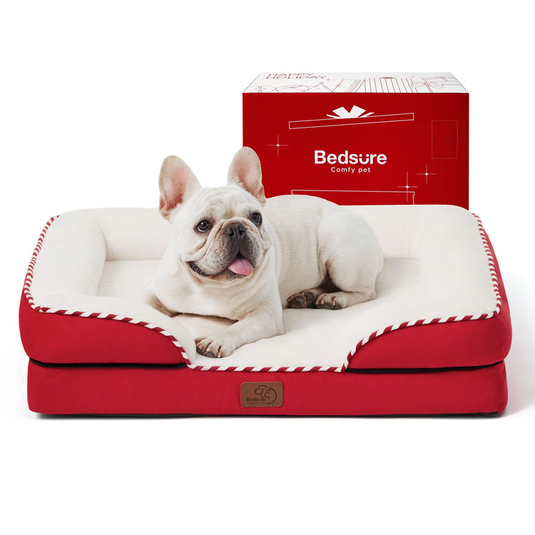 Bedsure Orthopedic Dog Bed Medium Size Dogs - Washable Small Medium Dog Cat Bed Waterproof, Comfort Cats Couch Sofa with Washable Removable Cover, Pets Bed with Nonskid Bottom, Grey, 28"