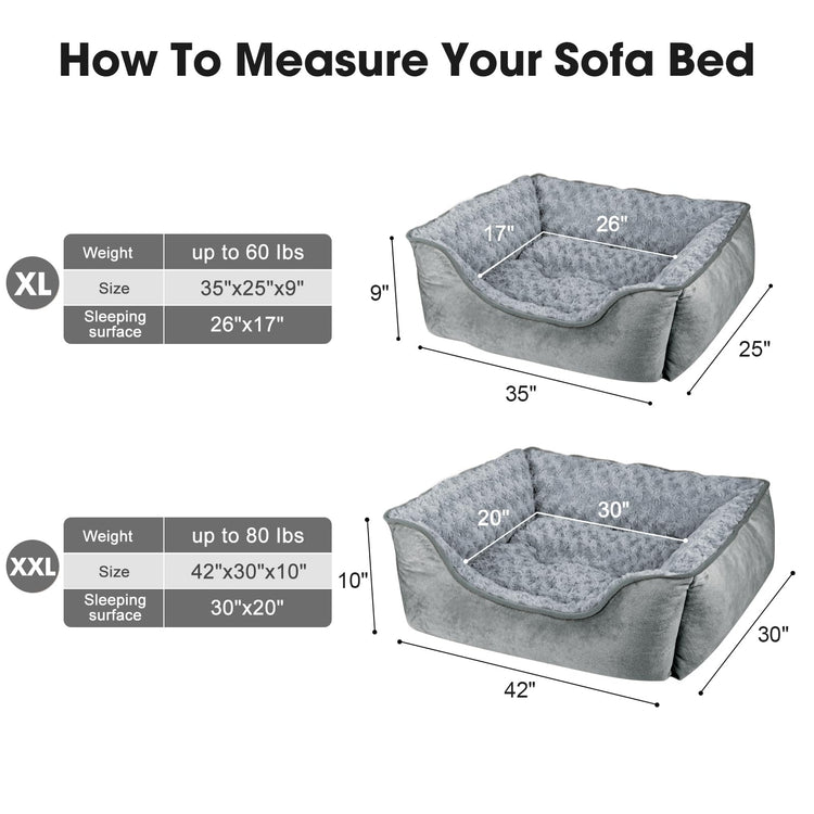 JOEJOY Rectangle Dog Bed for Large Medium Small Dogs - Washable Orthopedic Sofa Bed, Soft Breathable Puppy & Pet Cuddler, Durable Calming Dog Bed with Anti-Slip Bottom, Multiple Sizes, Beige