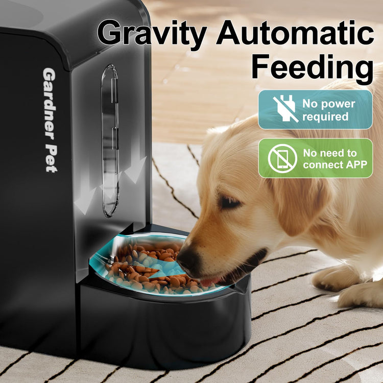 Gardner Pet Automatic Gravity Cat Food Feeder and Water Dispenser Stainless Steel Two-in-One Set Large Capacity Dispenser for Pets Dogs, Puppies, Kittens-(0.8 Gallons x 2)