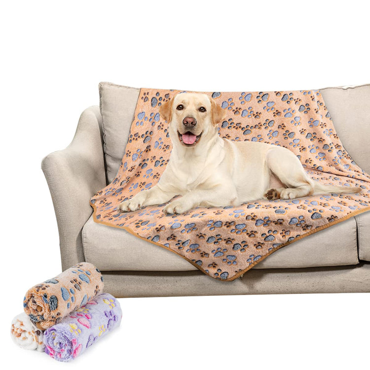 Dono 1 Pack 3 Dog Blankets, Soft Fluffy Fleece Pet Blanket Warm Sleep Mat Paw Print Design Puppy Kitten Throw Blanket Doggy Mat Blanket for Dogs