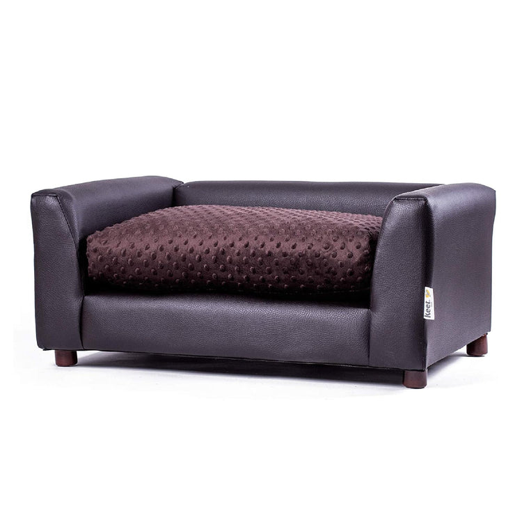 Keet Fluffy Deluxe Pet Bed Sofa Chocolate Small