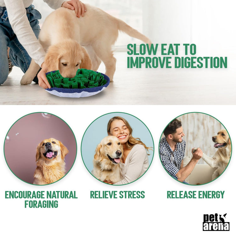 PET ARENA Snuffle Mat for Dogs - Adjustable Interactive Puzzle Toy for Large & Small Breed Slow Feeder for Mental Stimulation & Stress Relief Encourages Natural Foraging Ideal for Indoor & Outdoor Use