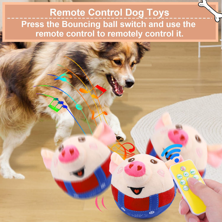 BABORUI Interactive Dog Toys Pig, Jumping Squeaky Dog Toys with Recording and Music Modes, Rechargeable Moving Dog Chew Toys for Small/Medium/Large Dogs to Keep Them Busy(Blue Pig)