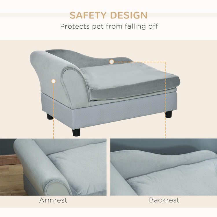 PawHut Luxury Fancy Dog Couch with Hidden Storage, Small Dog Sofa Bed with 2" Soft Foam, Modern Pet Furniture for Puppies & Little Breeds, Green