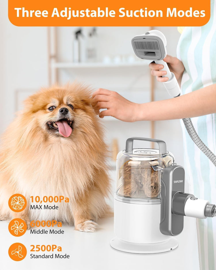 Dog Vacuum Grooming Kit for Shedding: Professional Hair Clippers Pet Groomer - Strong Suction Cleaner Deshedding Tool Fur Brush Attachment Trimmer