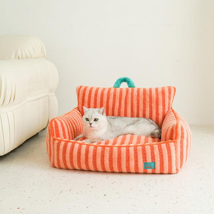 ZEZE Furniture-Style Sofa Pet Bed, Washable Plush Couch Bed with Bolstered Sides & Non-Slip Bottom for Dogs & Cats, Cozy Indoor Bed (Yellow, Small)