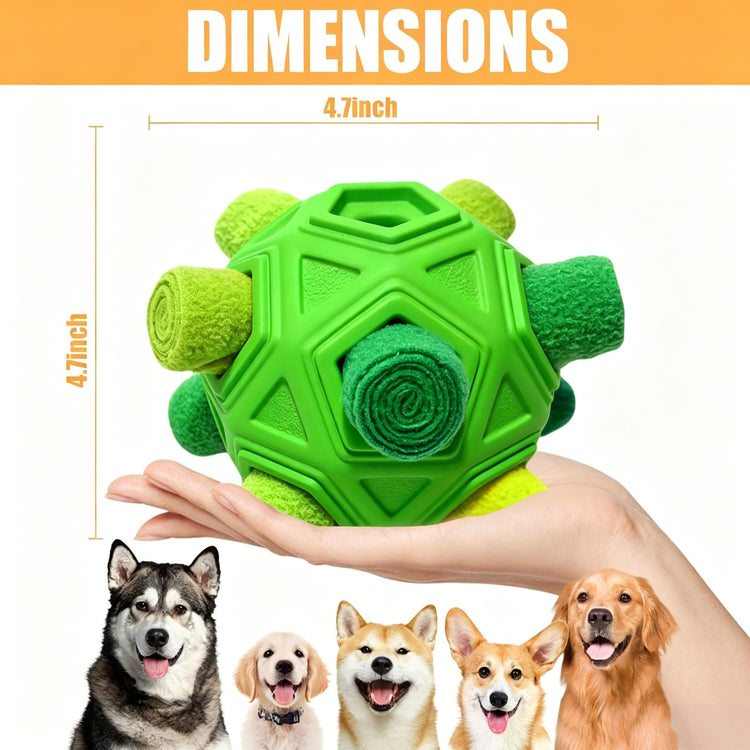 Dog Snuffle Ball-Interactive Puzzle Dog Toys Encourage Natural Foraging Skills Slow Feeder for Training and Stress Relief, Cloth Strip Hiding Food Chew Toys with Squeaky Carrot Toy for Any Size
