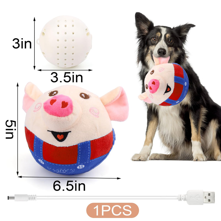 BABORUI Interactive Dog Toys Pig, Jumping Squeaky Dog Toys with Recording and Music Modes, Rechargeable Moving Dog Chew Toys for Small/Medium/Large Dogs to Keep Them Busy(Blue Pig)