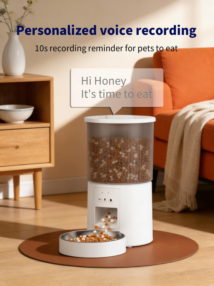 Automatic Cat Feeder, 2.4GHz WiFi Automatic Dog Food Dispenser, Fresh Protection, 4.5L Timer Feeder, Personalized Recording 10 Seconds, Easy to Clean, Stainless Steel Bowl (Double/Black)