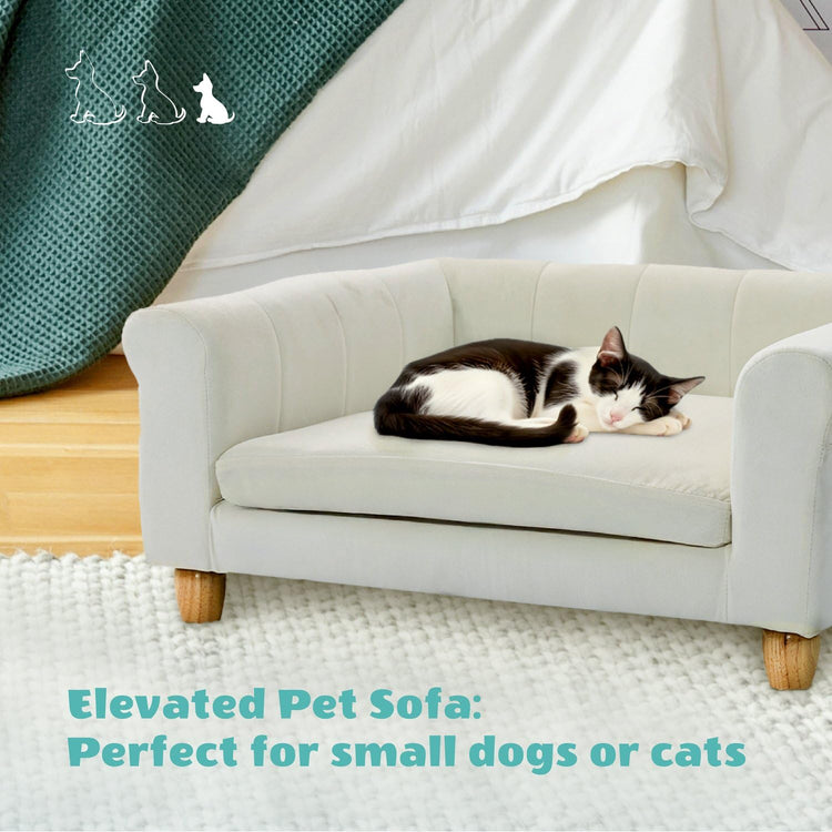 CRITTER SITTERS 33” Faux Suede Ped Bed in Brown, Durable Washable Sofa Couch for Small & Medium Cats & Dogs, Must Have Accessory for Yorkies, Shih Tzus & Frenchies, Kitten & Puppy Essential Furniture