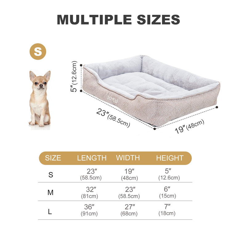 JOYELF Rectangle Dog Bed Calming Cat Bed Sofa, Cute Fluffy Pet Couch Bed for Medium Dogs and Cats - Medium(Upgraded Version)