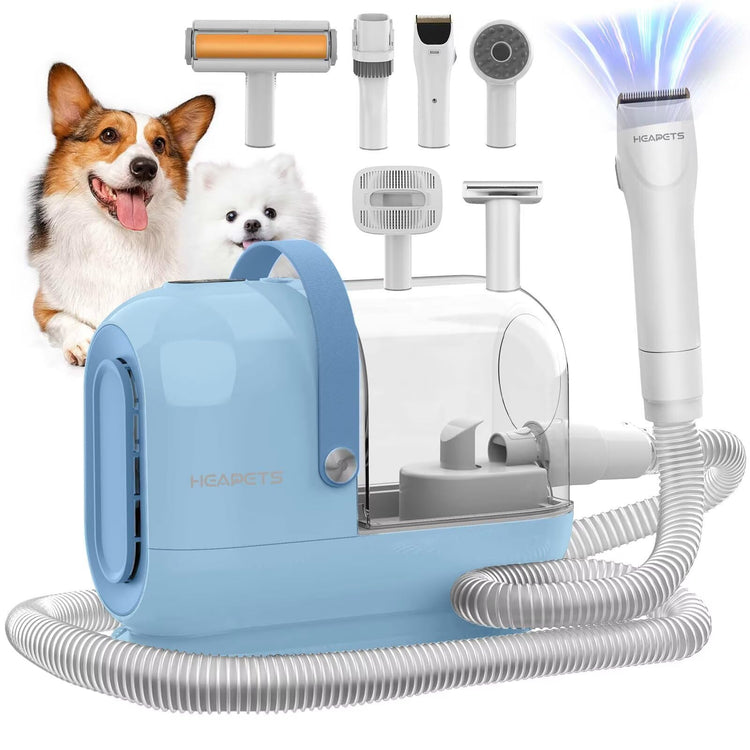HEAPETS Dog Grooming Vacuum Kit - 3L Vacuum with 7 Tools, Low Noise Electric Clipper and Brush for Pet Shedding at Home, Black