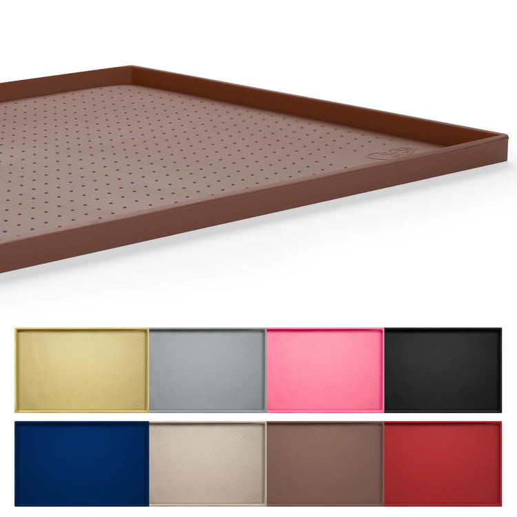 Hubulk Dog Feeding Mat,100% Waterproof Food Grade Silicone Pet Food and Water Bowl Placemat,Dishwasher, High Raised Edge to Prevent Spills,Nonslip Tray to Stop Messes on Floor (19"x12"x0.5", Grey)