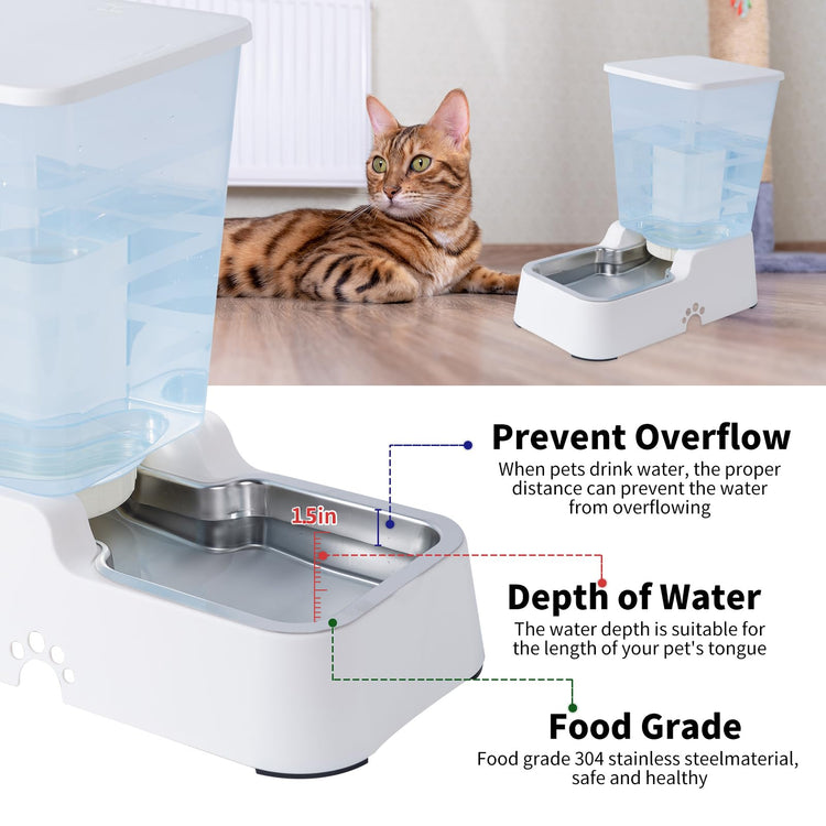 Meikuler Pets Auto Feeder 5.2L,Food Feeder and Water Dispenser Set for Medium & Large Dogs Cats and Pets Animals (Navy)