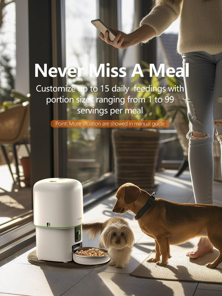 Yuposl Automatic Cat Feeders - 2L Cat Food Dispenser Easy to Use, Timed Automatic Pet Feeder with Over 180-day Battery Life, 1-6 Meals Dry Food Programmable Portion Control Also for Dogs