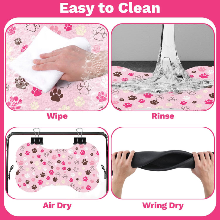 Pet Dog Cat Food Mat, Absorbent Bone Shaped Dog Bowl Mats for Food and Water, Non Slip Cute Dogs Cat Placemats Feeding Mat with Rubber for Floors Indoor Puppy Pet Accessories Supplies 12"x20" Khaki