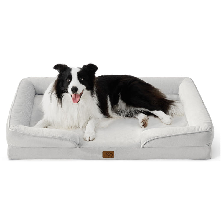 Bedsure Orthopedic Dog Bed Medium Size Dogs - Washable Small Medium Dog Cat Bed Waterproof, Comfort Cats Couch Sofa with Washable Removable Cover, Pets Bed with Nonskid Bottom, Grey, 28"