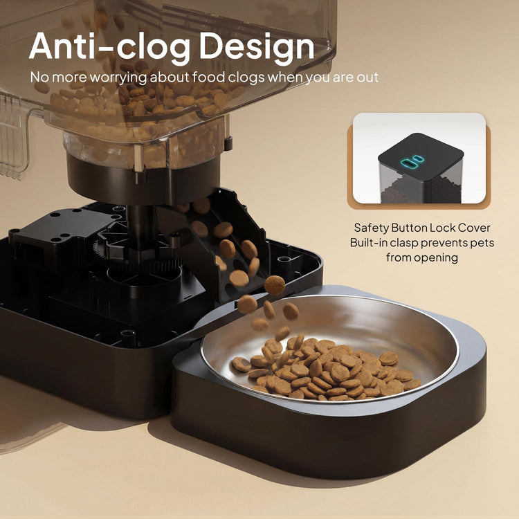 VOLUAS Automatic Cat Feeders - Timed Pet Feeder for Cats and Dogs with Dry Food Dispenser, Desiccant Bag, Programmable Portion Control, 4 Daily Meals, 10s Voice Recorder