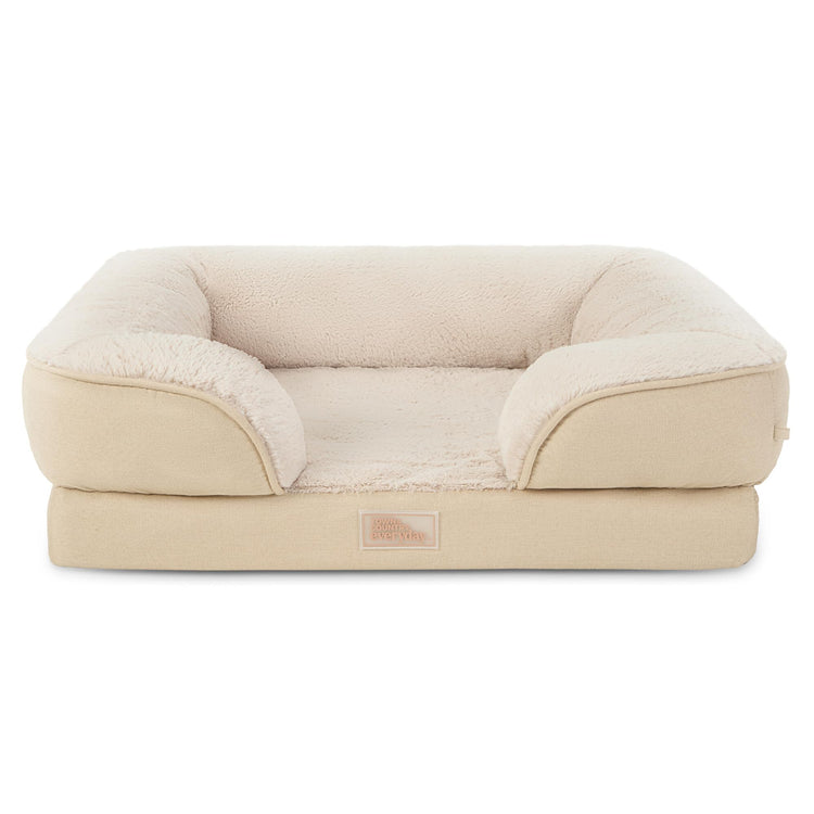Town & Country Everyday CuddleTown Comfy Solid Bolster Sofa Pet Bed, Supportive & Calming Egg Crate Foam, Non-Slip Bottom, Machine Washable Cover, Grey, Medium 28"x23"x8"