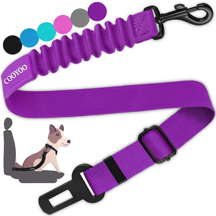 COOYOO Dog Seat Belt, Durability Retractable Dog Car Harness Adjustable Dog Seat Belt for Vehicle Nylon Pet Safety Seat Belts Heavy Duty & Elastic (1 Pack Black)