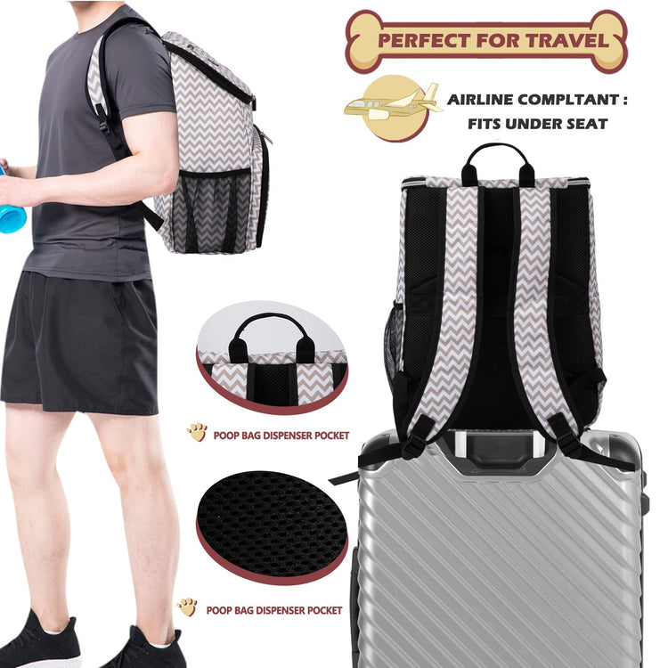 BAGLHER丨Dog Travel Bag Backpack, Airline Approved Pet Supplies Backpack, Dog Travel Bag with 2 Silicone Collapsible Bowls and 2 Food Baskets, Black