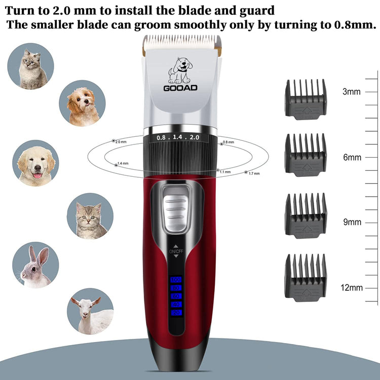 Dog Clippers for Grooming,Dog Grooming Kit for Heavy Thick Hair&Coats/Low Noise Rechargeable Cordless Hair Trimmer/Pet Shaver with Paw Trimmer for Small & Large Dogs Cats