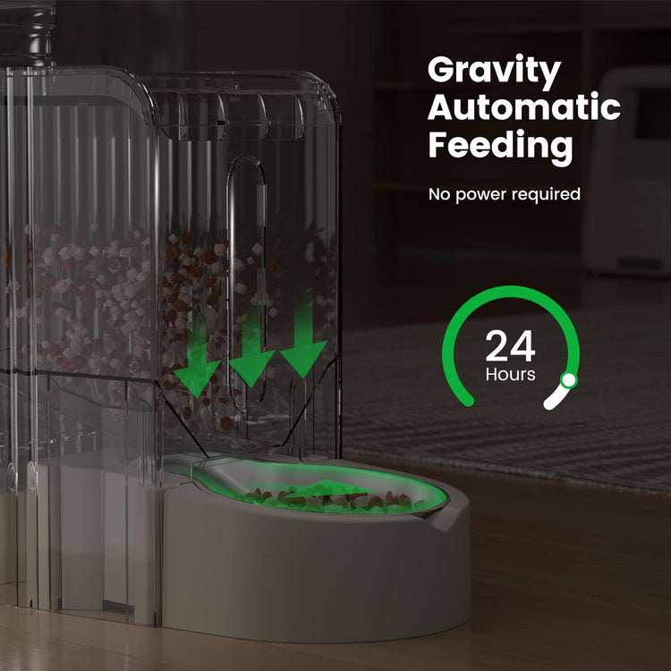 Gardner Pet Automatic Gravity Cat Food Feeder and Water Dispenser Stainless Steel Two-in-One Set Large Capacity Dispenser for Pets Dogs, Puppies, Kittens-(0.8 Gallons x 2)