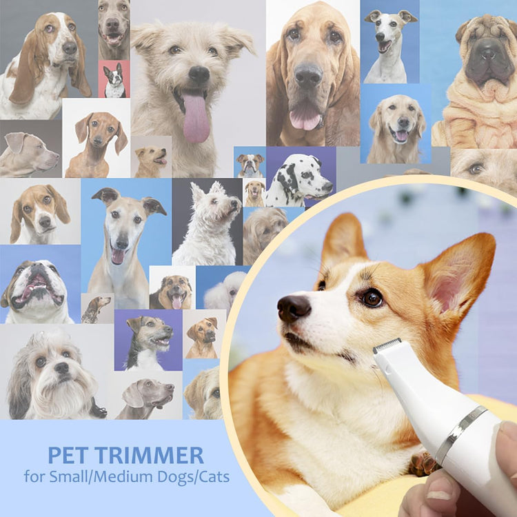 4 in 1 Dog Grooming Kit - Dog Clippers, Rechargeable, Low Noise - Multi-Functional for Hair on Pets Toes Hair Repair on face Around Ears and toenail Grinding