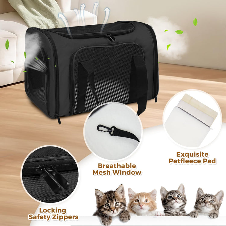 Cat Carrier Soft for Pets Up to 15 Lbs, Cat Travel Bag Soft-Sided with Padded Shoulder Strap, Pet Dog Carriers for Small Dogs Travel Puppy Carry Airline Approved, Pink