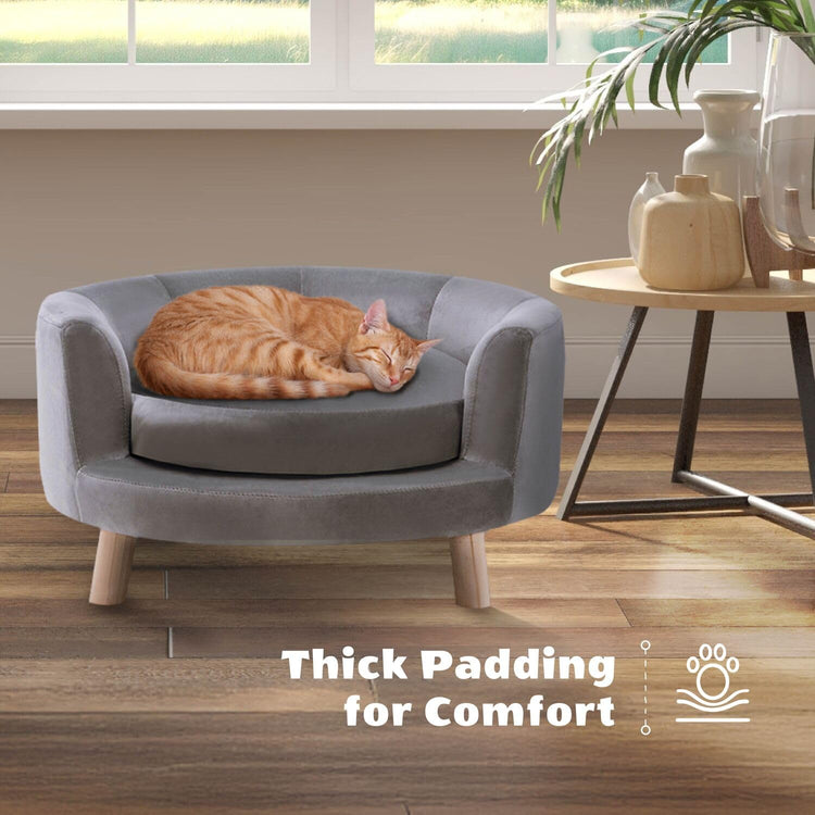 CRITTER SITTERS 33” Faux Suede Ped Bed in Brown, Durable Washable Sofa Couch for Small & Medium Cats & Dogs, Must Have Accessory for Yorkies, Shih Tzus & Frenchies, Kitten & Puppy Essential Furniture