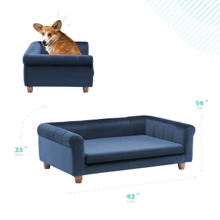 CRITTER SITTERS 33” Faux Suede Ped Bed in Brown, Durable Washable Sofa Couch for Small & Medium Cats & Dogs, Must Have Accessory for Yorkies, Shih Tzus & Frenchies, Kitten & Puppy Essential Furniture
