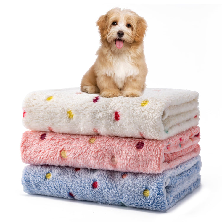 1 Pack 3 Blankets Fluffy Premium Fleece Soft Pet Blanket Flannel Throw for Cat Dog Puppy (Small 23x16'', Paw-White/Pink/Brown)