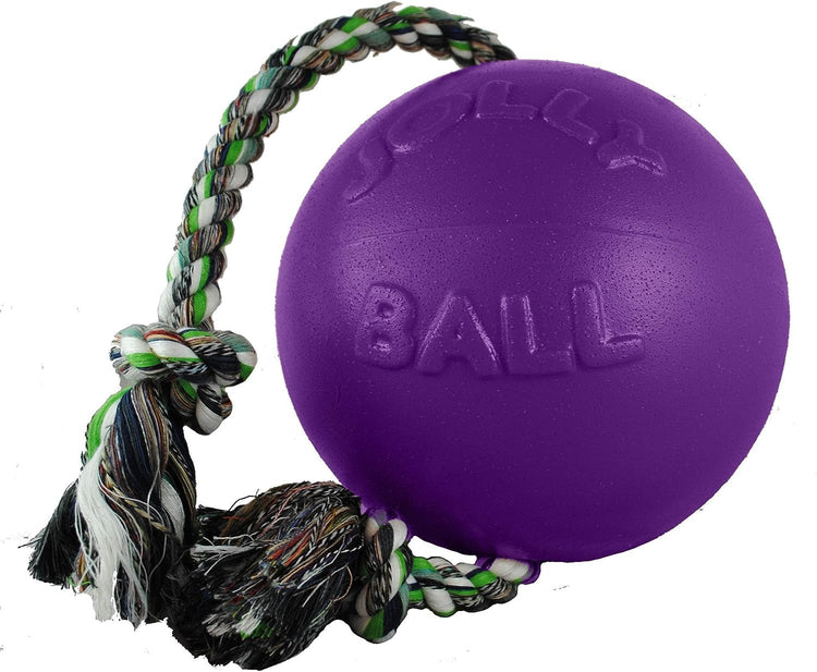 Jolly Pets Romp-n-Roll Rope and Ball Dog Toy, 6 Inches/Medium, Red (606 RD)