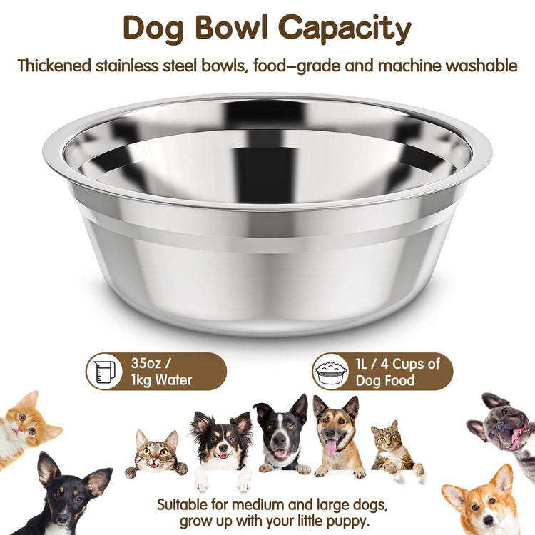 XIAZ Elevated Dog Bowls Large Breed Raised Dogs Bowl Stand Large/Medium Sized Dog Stainless Steel Food Water Bowl Stands 5 Heights Adjustable 9/11/12/14in Black Pet Feeder Dish Station