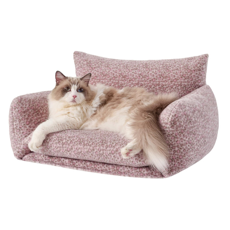Hollypet Cat Bed Fluffy Plush Multifunctional Double-Layer Machine Washable Soft Warming Kitty Pet Couch Orthopedic Nest Beds for Small Cats Kitten and Dogs up to 13lbs, Khaki(25x20x13 inch)