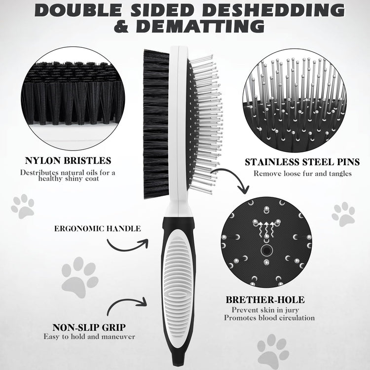 2PCS Pet Grooming Tools - Double-Sided Brush for Shedding and Bathing, Suitable for Short/Long Haired Dogs Cats and Horses, Deshedding Dog Brush, Mane & Tail Combs for Horses - Pet Supplies (Blue)