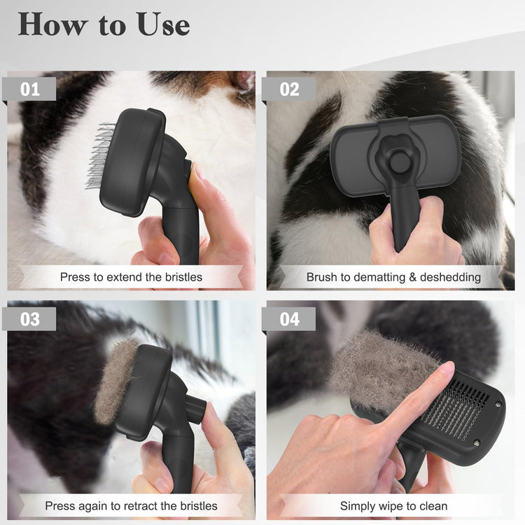 Swihauk Self Cleaning Slicker Brush - Skin Friendly Deshedding Grooming Tool for Dogs & Cats, Suitable for Shedding & Haired Pets, with Pet Supplies Accessories, Blue