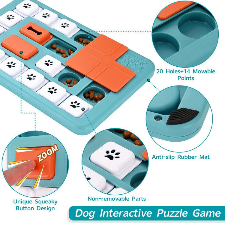 FOXMM Interactive Dog Treat Puzzle Toys for IQ Training & Mental Stimulating,Fun Slow Feeder,Large Medium Small Dogs Enrichment Toys with Squeak Design