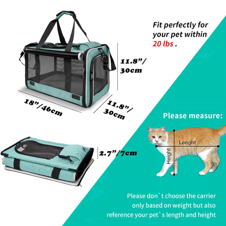 GAPZER Pet Carrier for Large Cats, Soft-Sided Cat Carrier for Medium Big Cats and Puppy up to 20lbs, Washable Dog Carrier Privacy Protection for Home Outdoor Travel