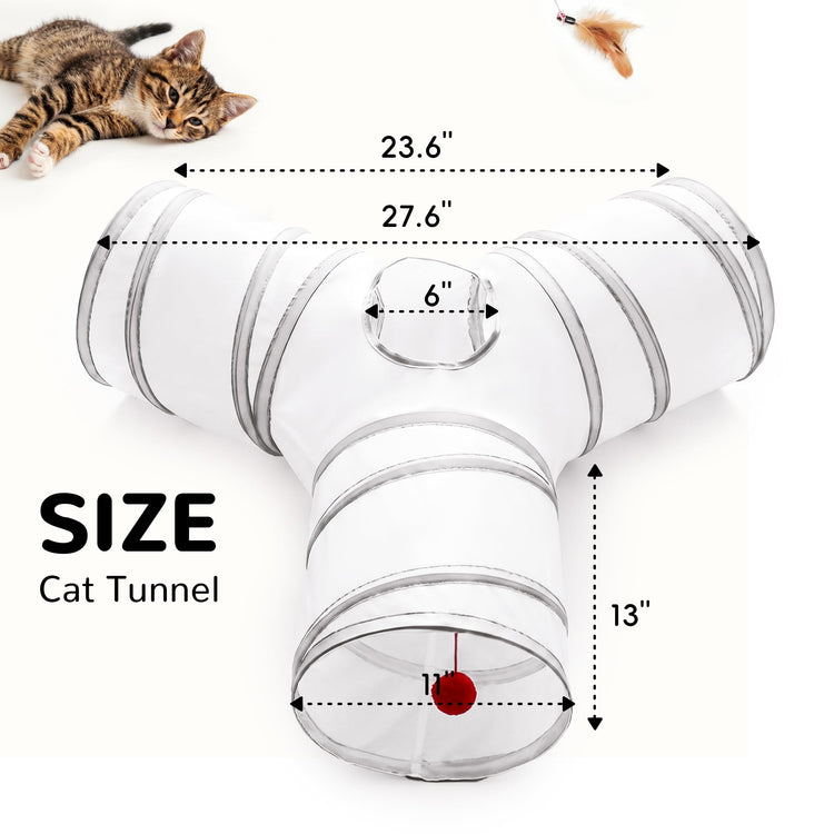 Tempcore Pet Cat Tunnel Tube Cat Toys 3 Way Collapsible, Tunnels for Indoor Cats，Kitty Bored Peek Hole Toy Ball Cat, Puppy, Kitty, Kitten, Rabbit