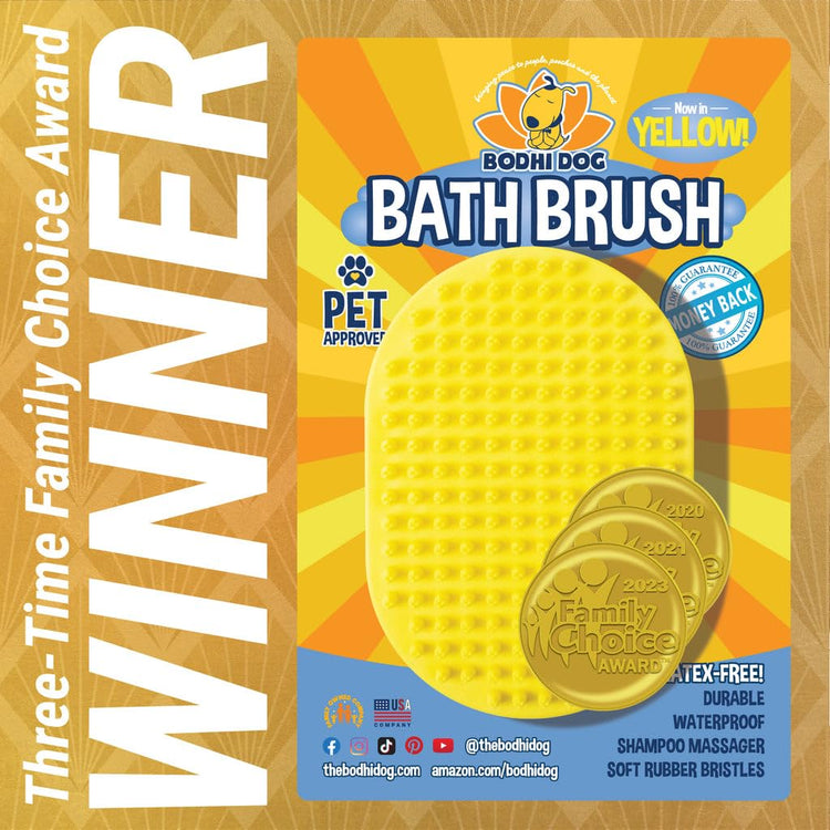 Bodhi Dog Shampoo Brush - Pet Grooming & Bath Supplies for Dogs and Cats - Bath Brush for Long & Short Hair - Premium Scrubber for Shower, Bathing & Massage (One Pack, Silver Glitter)