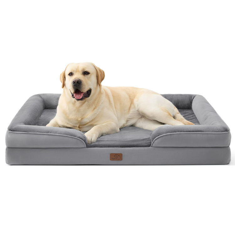Bedsure Orthopedic Dog Bed Medium Size Dogs - Washable Small Medium Dog Cat Bed Waterproof, Comfort Cats Couch Sofa with Washable Removable Cover, Pets Bed with Nonskid Bottom, Grey, 28"