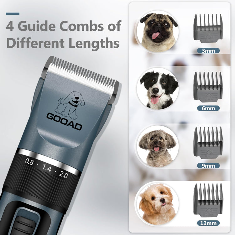 Dog Clippers for Grooming for Heavy Thick Hair&Coats,Low Noise Hair Trimmer,Rechargeable Cordless Pet Shaver, Dog Grooming Kit with Paw Trimmer Nail Grinder for Small Large Dogs