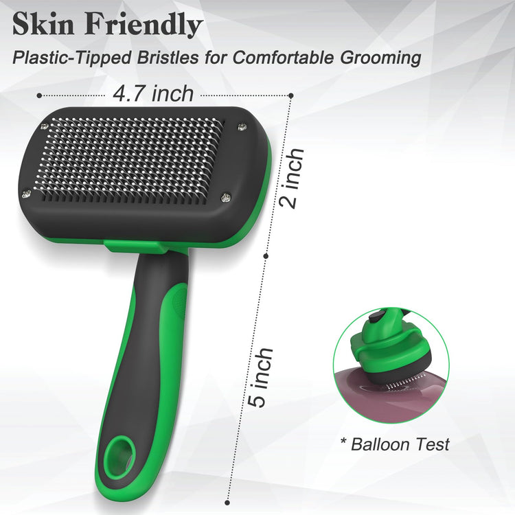 Dipoo Self-Cleaning Pet Grooming Brush - Skin-Friendly Deshedding Tool for Dogs & Cats in Pink, Removes Loose Hair and Tangles