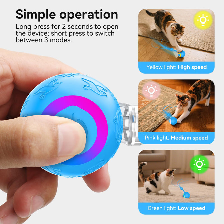 Smart Interactive Cat Dog Toys, Automatic Pet Toys for Bored Indoor Cats and Dogs, Motion Activated, USB Rechargeable, Christmas Pet Birthday Gifts (Pink)